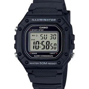 Casio Digital Black Resin Strap 43.2mm W-218H-1AVDF